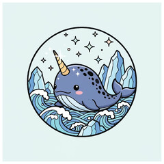 Cartoon Narwhal Unicorn of the Sea. © Margaretha