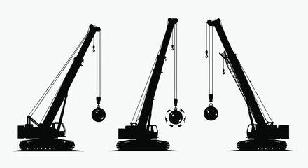Mobile Crane Silhouette Vector Set Illustration © Udara