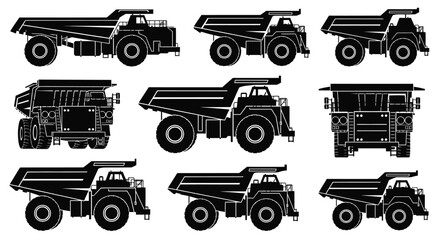 Dump Truck Heavy Vehicle Silhouette Collection Illustration © Udara