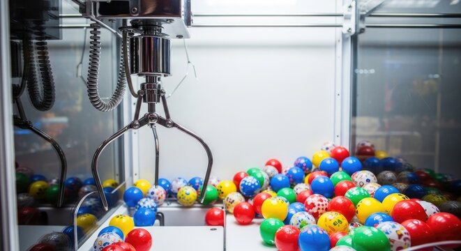Claw Machine Filled with Colorful Balls.