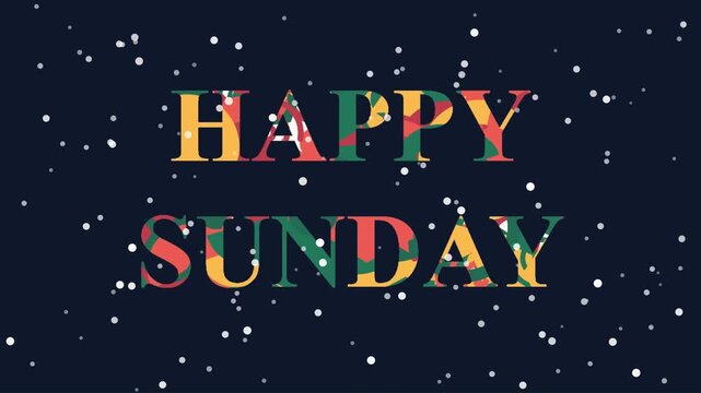 Happy Sunday Text on Starry Night Sky Background.
