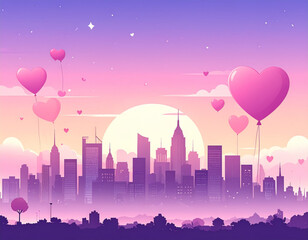 Fototapeta premium Heart Balloon Skyline