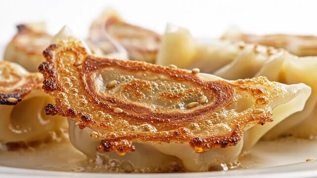 Dish Studio Pork Dumplings Crispy Wrapper Filling Cooking Scene