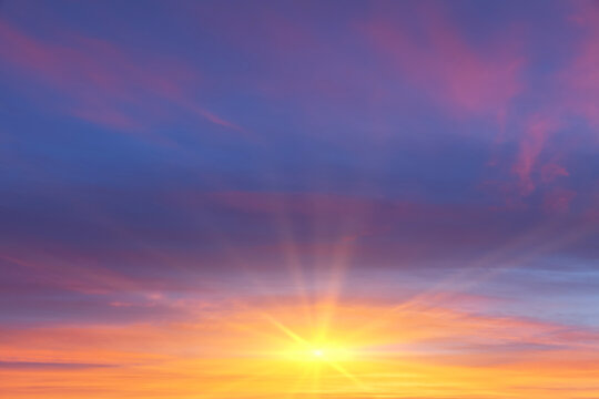 Dawn sunlight creating amazing colourful pink and ornage sky