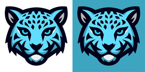 Obraz premium Set of 2 blue leopard head icons vector