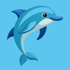Fototapeta premium A blue dolphin jumping joyfully in the sea