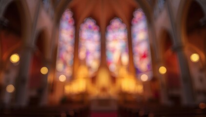 Obraz premium Blurred lights backdrop of a church
