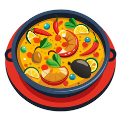 Colorful Paella Dish Illustration