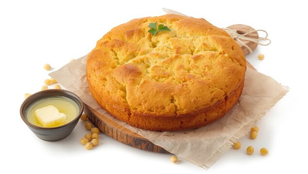Cornbread on a white backdrop