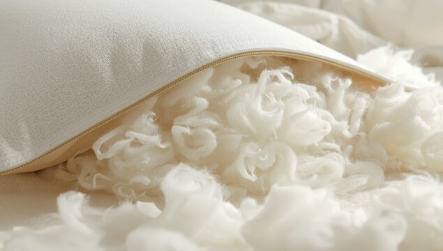 Light-colored synthetic pillow and plush toy stuffing