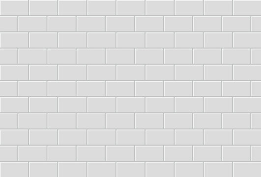 Minimalist Light Grey Brick Wall, Seamless Style Subway Tile Background.