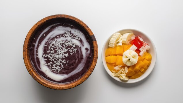 Black sticky rice porridge, known as bubur ketan hitam, is a traditional Indonesian dish