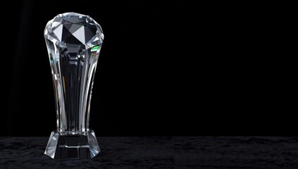 glass award against dark backdrop