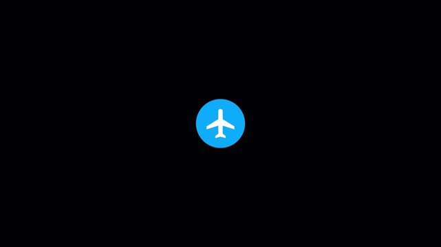 Turn air plane mode on and off on smart phone animation with transparent background, Flight mode on animation with alpha channel