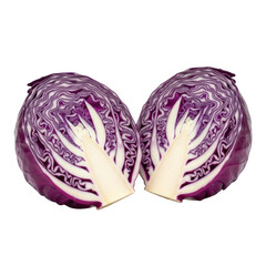 Fototapeta premium A close-up view of a vibrant red cabbage with its leaves spread out isolated on transparent background
