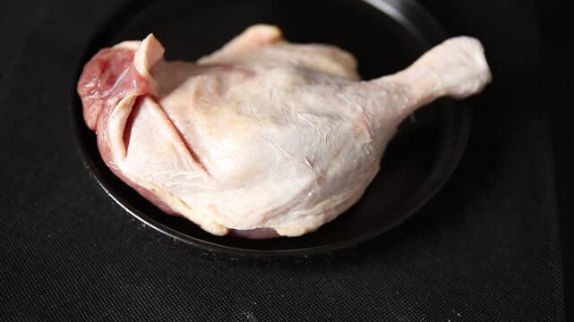 Duck leg raw meat poultry tasty snack fresh gourmet food background on the table rustic food top view copy space keto and paleo diet marketing concept photo