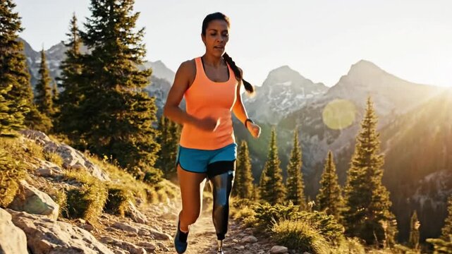 Paralympic Athlete Training with Prosthetic Leg in Inspirational Cinematic Sports Portrait
