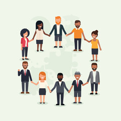 Fototapeta premium Diverse group of people holding hands in a circle