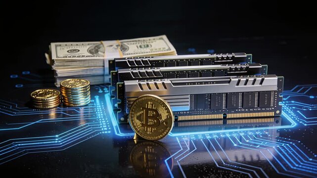 Modern digital asset security and blockchain mining illustration