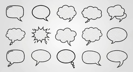 Fototapeta premium Collection of Cartoon Speech Bubbles Illustration.