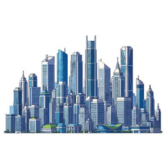 Fototapeta premium Modern city skyline with skyscrapers and high rise buildings