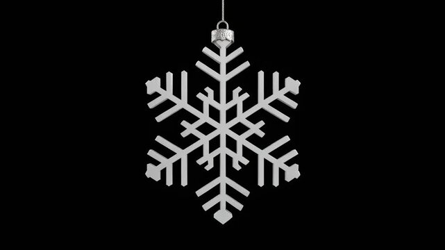 Snowflake Ornament Hanging in Black Backdrop