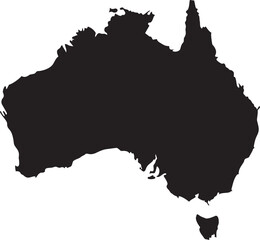 Black silhouette map of Australia simple vector graphic for travel and geography concepts isolated on white background © qurat