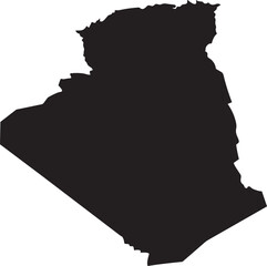 Black silhouette map of Algeria a simple vector graphic for travel guides national identity and geographic presentations isolated on white