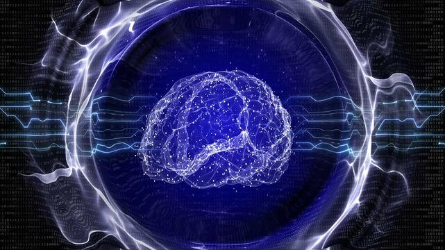 AI Machine Learning Brain Animation, Background, Loop
