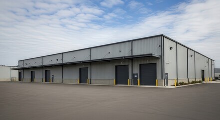 Obraz premium Industrial Warehouse Building with Metal Exterior and Loading Docks