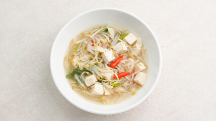 Tumis Tauge Tofu,  Indonesian stir fried bean sprouts mixed with tofu