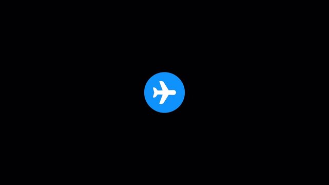 Turn air plane mode on and off on smart phone animation with transparent background, Flight mode on animation with alpha channel