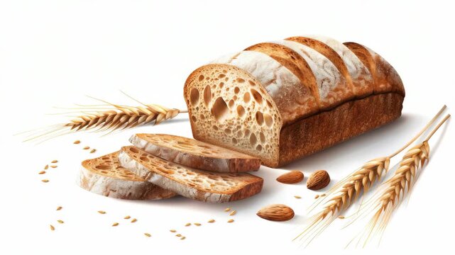 A loaf of bread and a side of croutons.