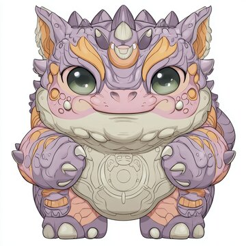 Charming chupacabra: cute fantasy mythical creature illustration with big green eyes