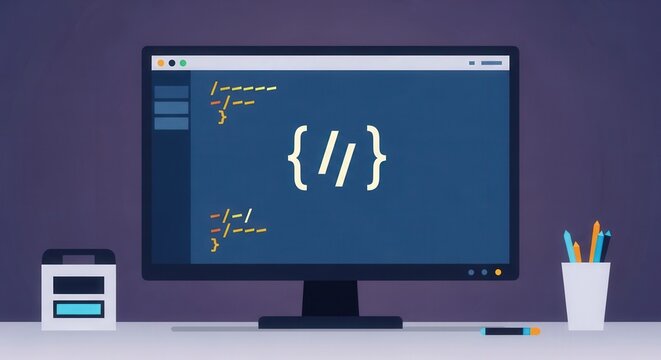 Programming and Coding Concept with Computer Screen Displaying Code Snippet