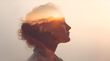 Woman experiencing peace and mindfulness in nature © utaem2022