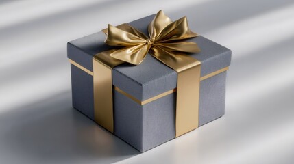 Obraz premium Luxury gift box with golden ribbon on white surface