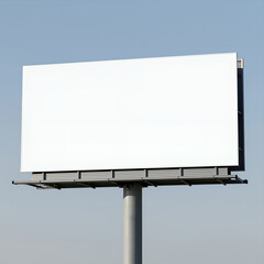 Obraz premium Large Blank Billboard Sign Mounted on Metal Pole Against Clear Sky Ready for Advertising Campaign or Outdoor Promotion Concept