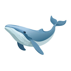 Fototapeta premium Cartoon whale swimming with blue and teal coloring