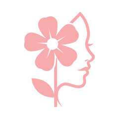 Fototapeta premium Woman Face with Flower Illustration Art.