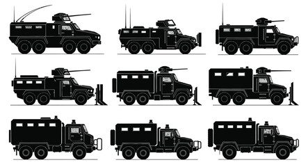 Military fire emergency truck silhouette illustration © Pitiyage