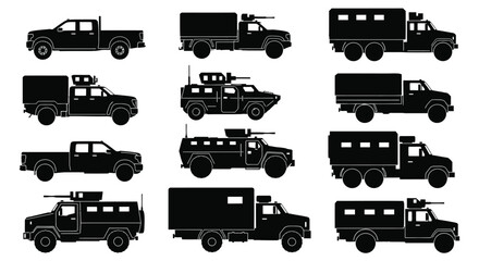 Utility police fire truck silhouette illustration © Pitiyage