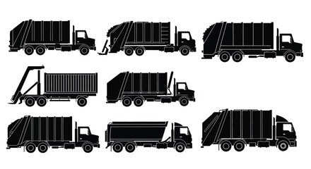 Garbage truck collection vehicle silhouette illustration © Pitiyage