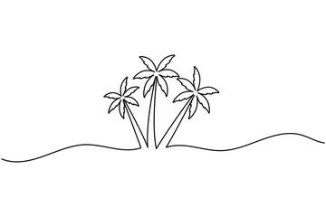 Palm tree continuous one line art minimal outline vector icon for summer design © Line Art King