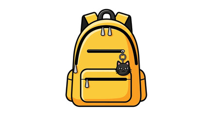 Cute Yellow Backpack with Black Cat Charm - Ideal for School, Travel, and Everyday Adventures