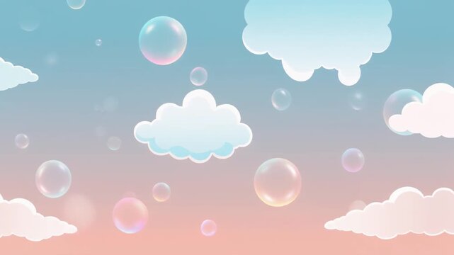 Dreamy Pink Clouds Floating in Soft Pastel Sunset Sky Scene