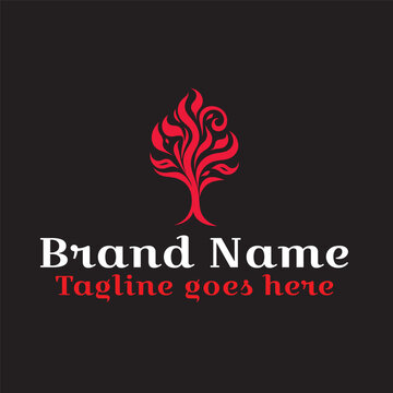 Flame Tree Logo. Vector EPS file. CMYK color mode. Editable color. Easy to download.
