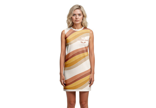 Woman Wearing Shift Dress Mockup