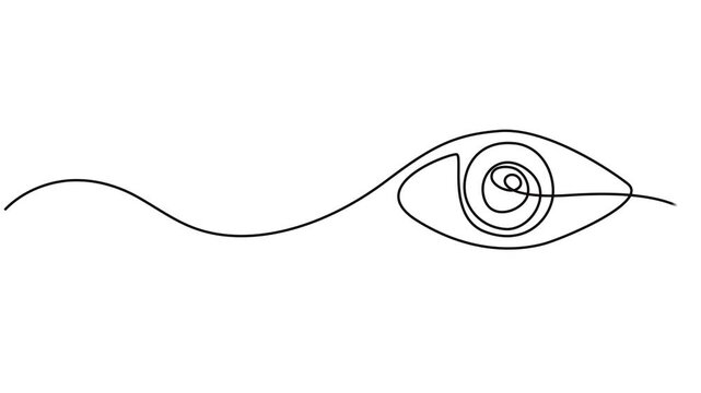 Eye sign in continuous line drawing animation. Single continuous one line art eye animation