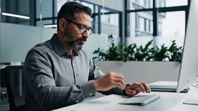 Man working on computer in office